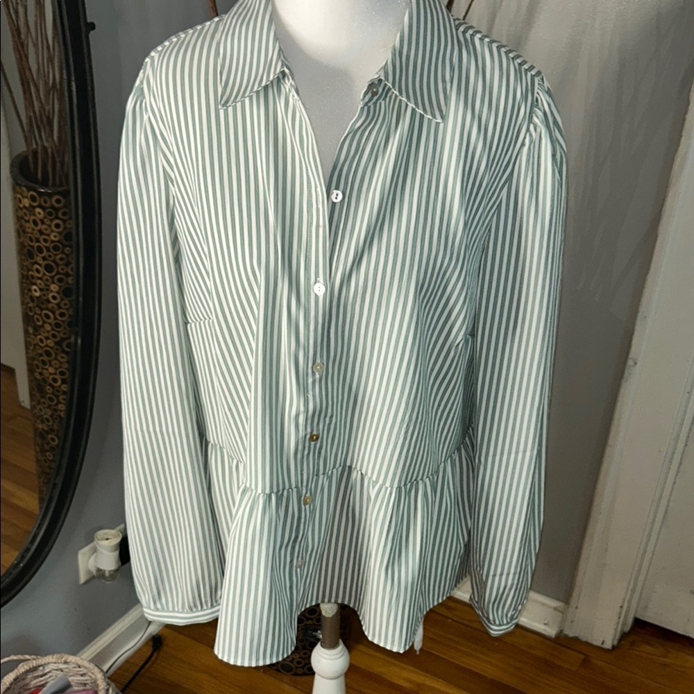 Zac & Rachel Mint and White Striped Shirt